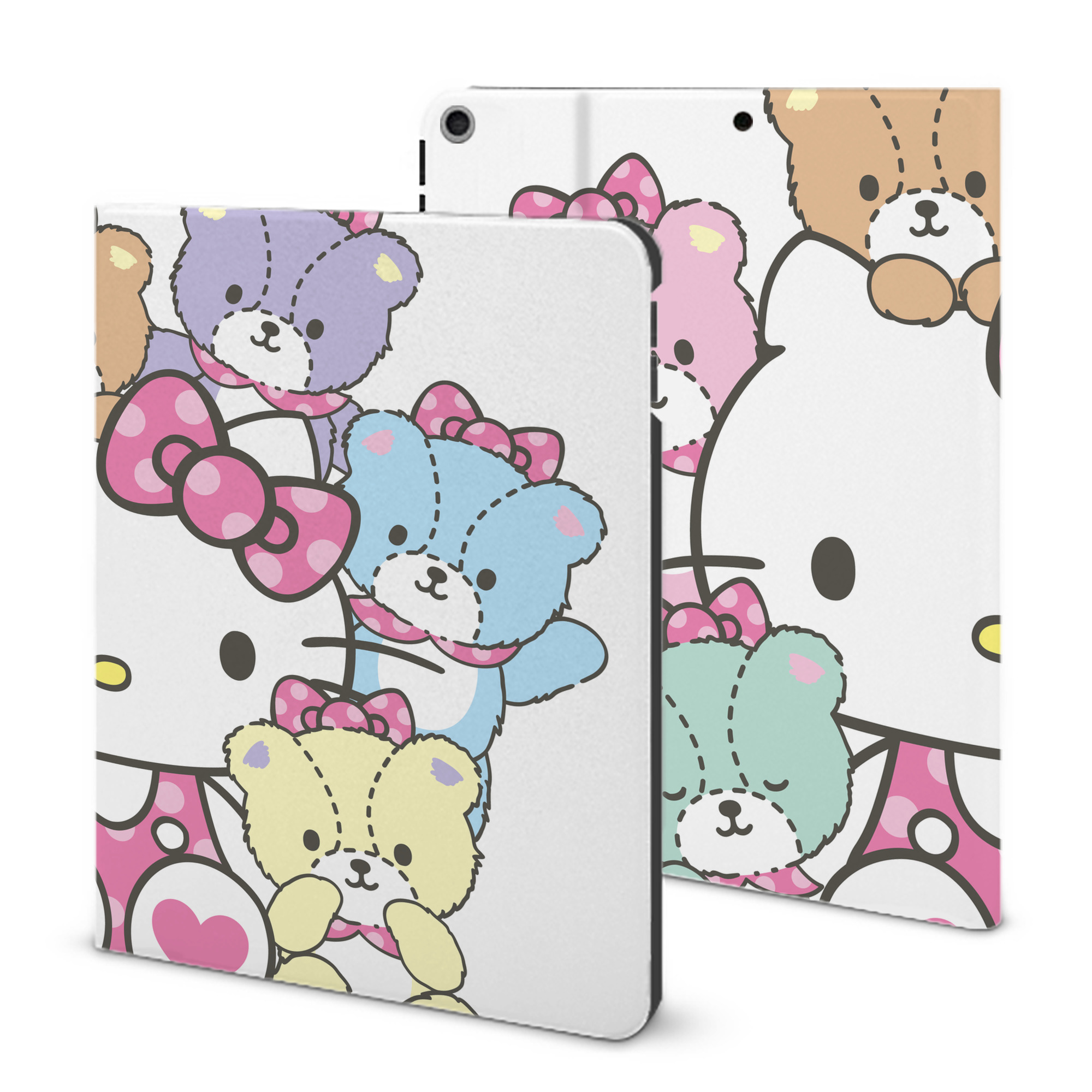 （画像用） Hello Kitty ハローキティ IPad ケース ブック型 PUレザー TPU 耐衝撃 軽量 薄型 ペン収納なし 全面保護 IPad 各モデル対応